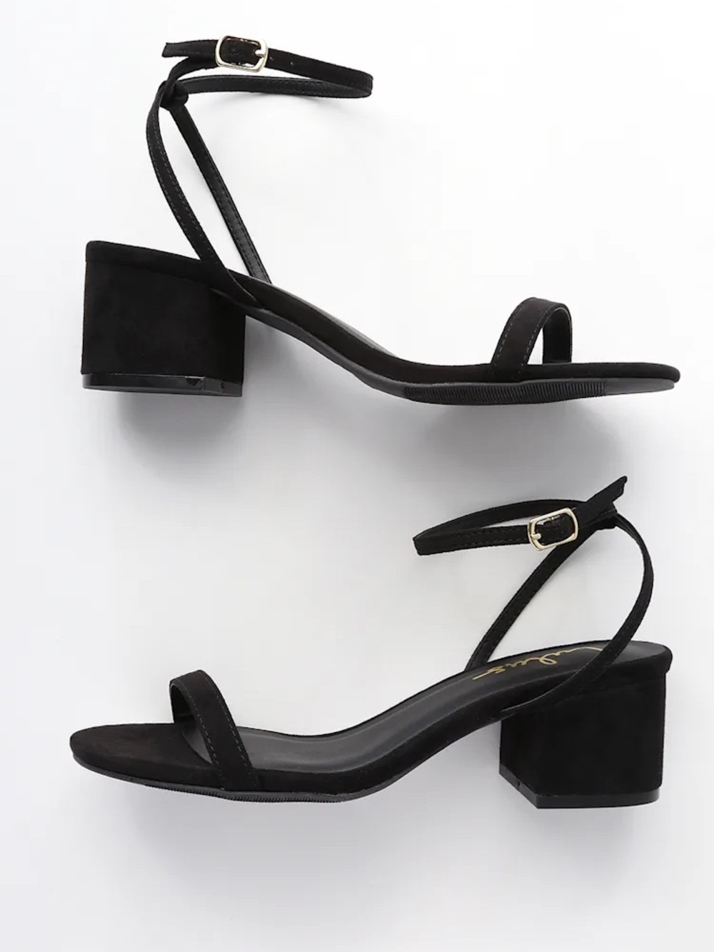 Julie Black Suede Ankle Strap Heels